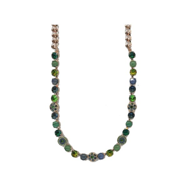 Necklace By Mariana Woman Malachite Mineral and Navy Pearl Swarovski Crystals