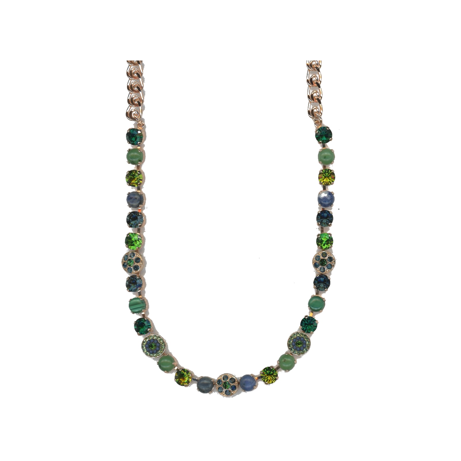 N-3044-1-M1133-SP Necklace By Mariana Woman Malachite Mineral and Navy Pearl Swarovski Crystals - Image 1