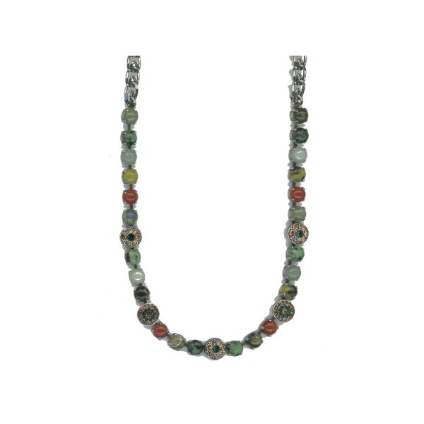 Necklace By Mariana Woman Refined Jade Mineral and Emerald Swarovski Crystals