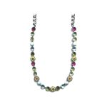 Necklace By Mariana Woman White Mineral and Clear Crystals Swarovski Crystals