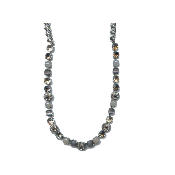 Necklace By Mariana Woman Chic Aventurine Mineral and Greige Swarovski Crystals