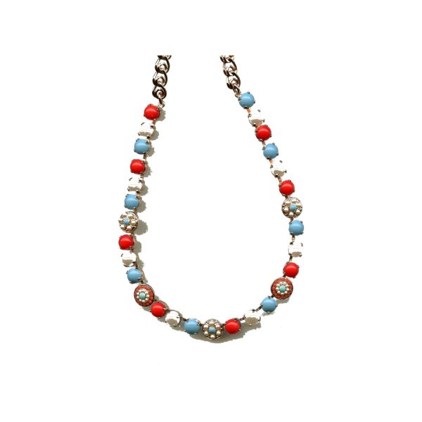 Necklace By Mariana Woman Chic Pearl Mineral and Turquoise Swarovski Crystals