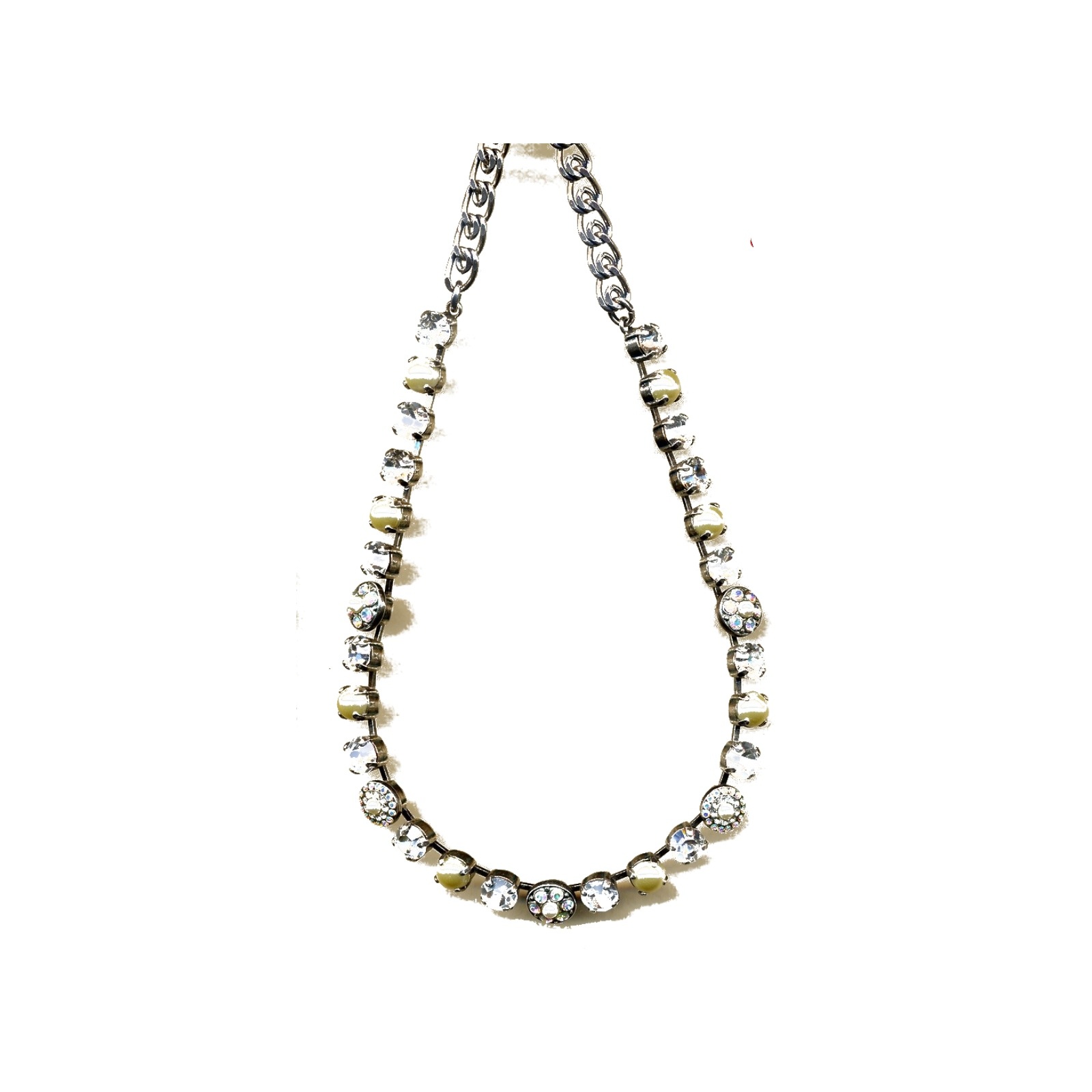 N-3044-1-M48001-YG Necklace By Mariana Woman Timeless Pearl Mineral and Clear Swarovski Crystals - Image 1
