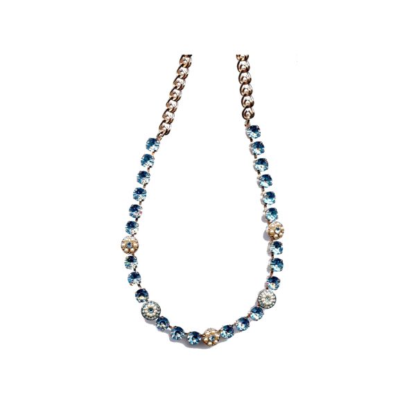 Necklace By Mariana Woman Chic Pearl Mineral and Aquamarine Swarovski Crystals