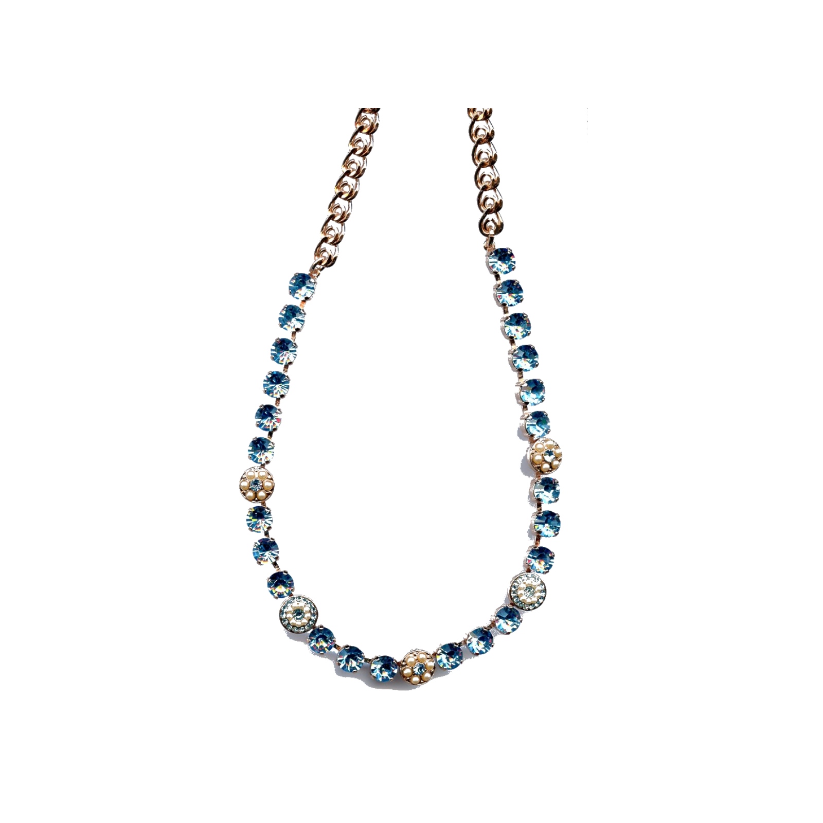 N-3044-1-M48202-SP Necklace By Mariana Woman Chic Pearl Mineral and Aquamarine Swarovski Crystals - Image 1
