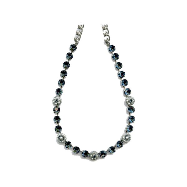 Necklace By Mariana Woman Chic Pearl Mineral and Montana Blue Swarovski Crystals
