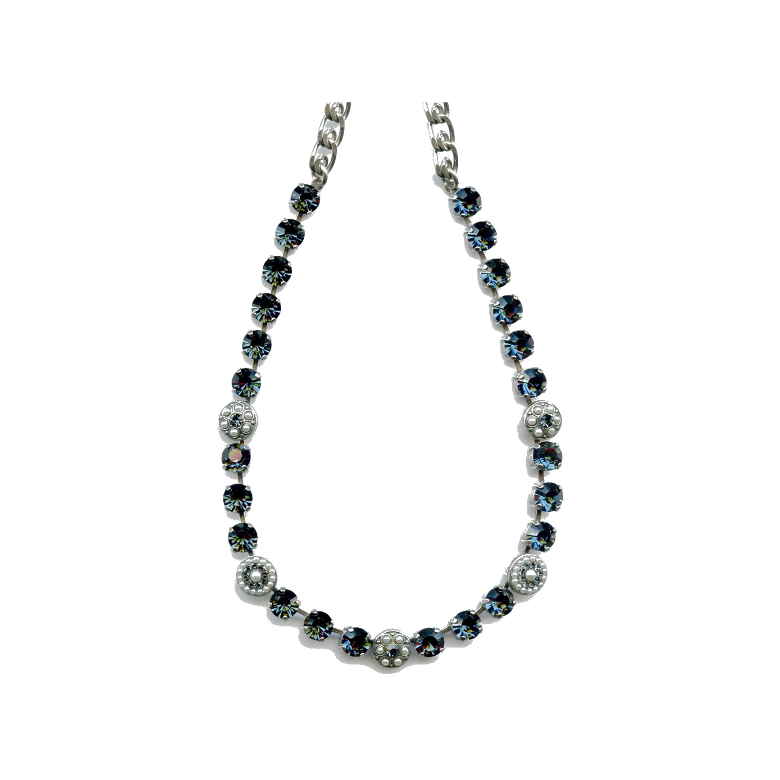 N-3044-1-M48207-SP Necklace By Mariana Woman Chic Pearl Mineral and Montana Blue Swarovski Crystals - Image 1