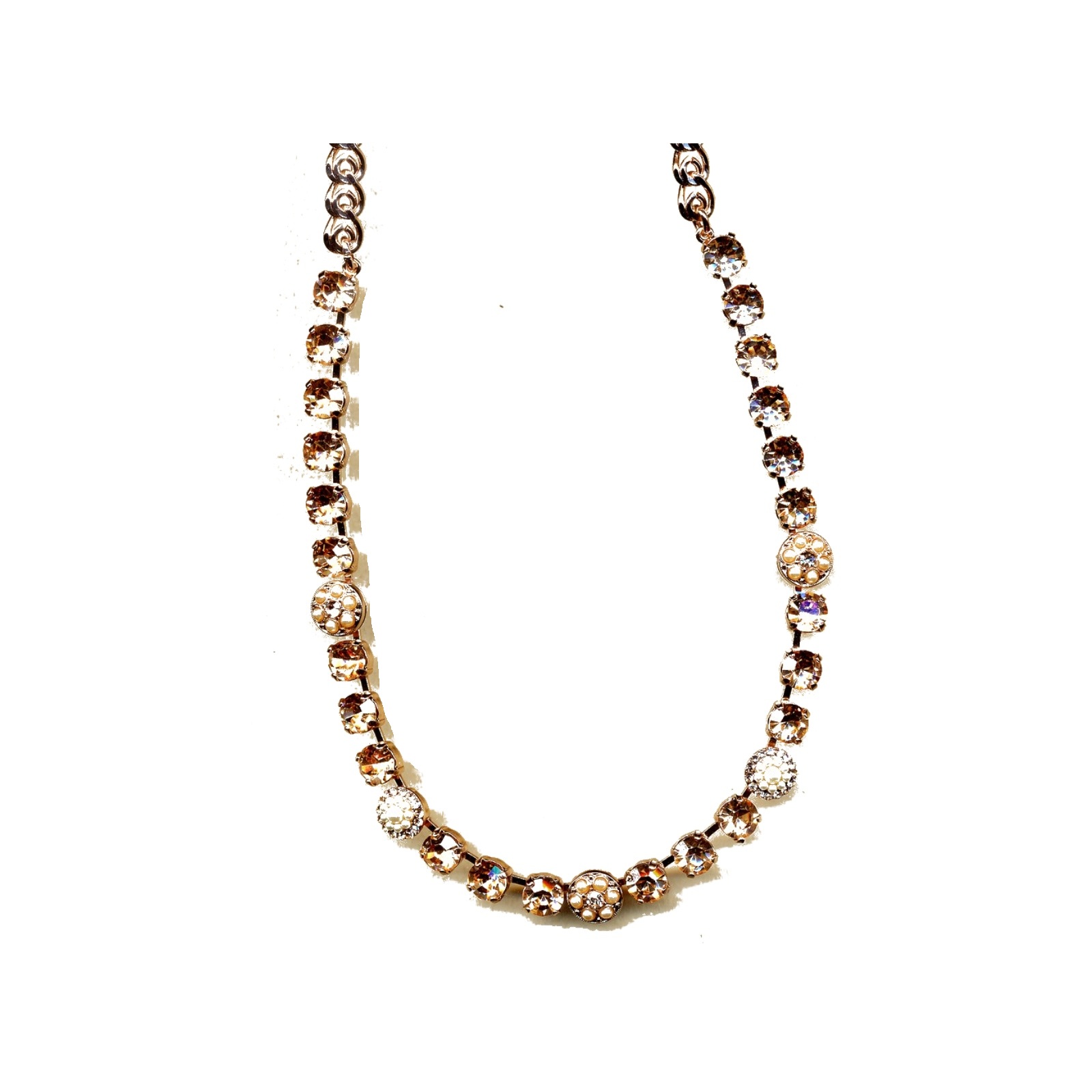 N-3044-1-M48362-YG Necklace By Mariana Woman Chic Pearl Mineral and Light Peach Swarovski Crystals - Image 1