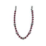 Necklace By Mariana Woman Radiant Pearl Mineral and Ruby Swarovski Crystals