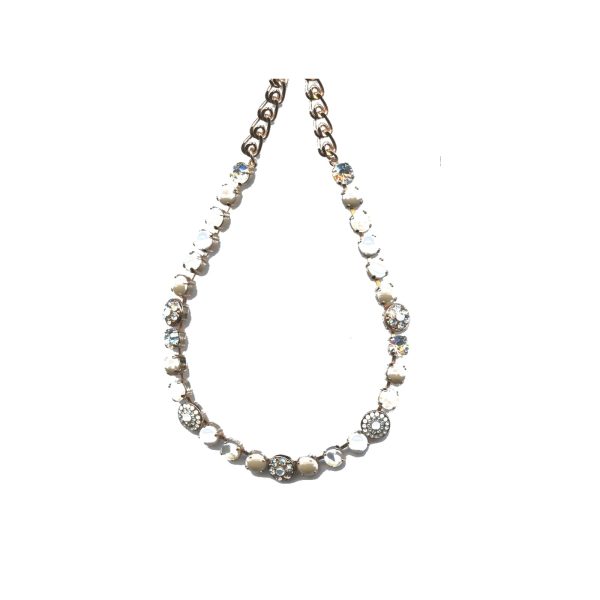 Necklace By Mariana Woman Chic White Mineral and Clear Swarovski Crystals