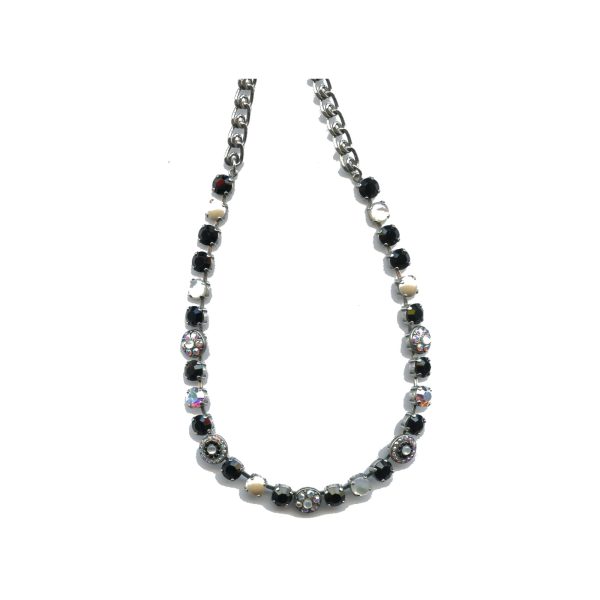 Necklace By Mariana Woman Chic Pearl Mineral and Jet(Black) Swarovski Crystals