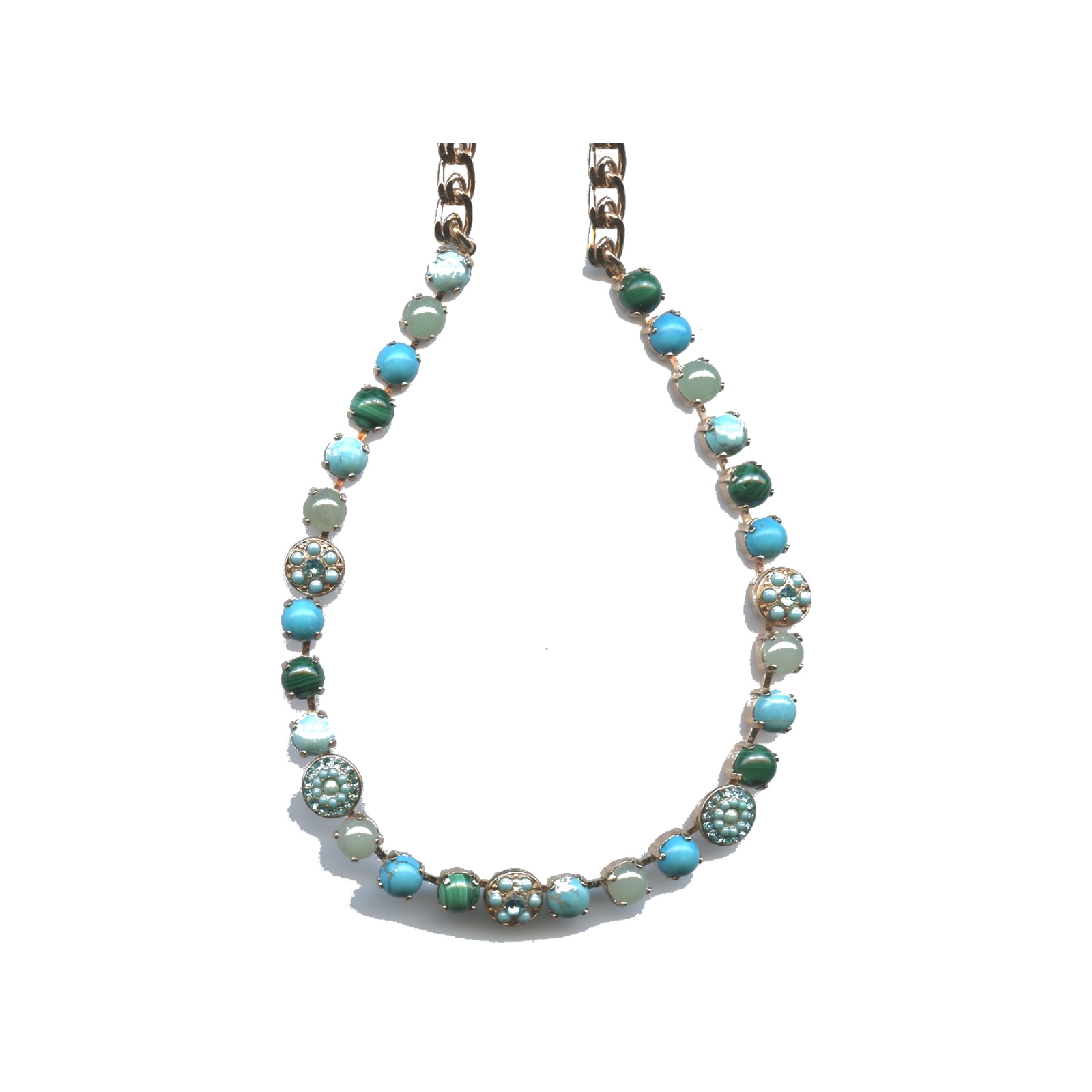 N-3044-1M-1053-SP Necklace By Mariana Woman Shades of Sea Green and Turquoise Swarovski Crystals - Image 1