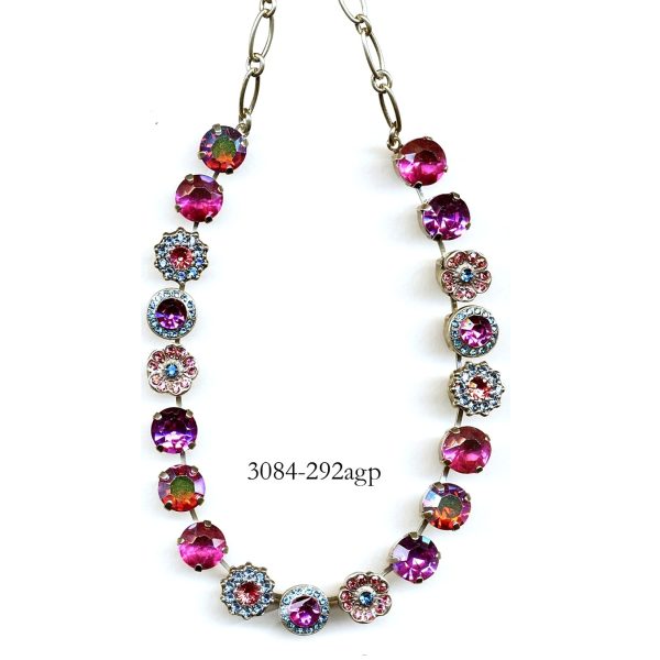 Necklace By Mariana Woman Chic Pink, Peach and Light Sapphire Swarovski Crystals