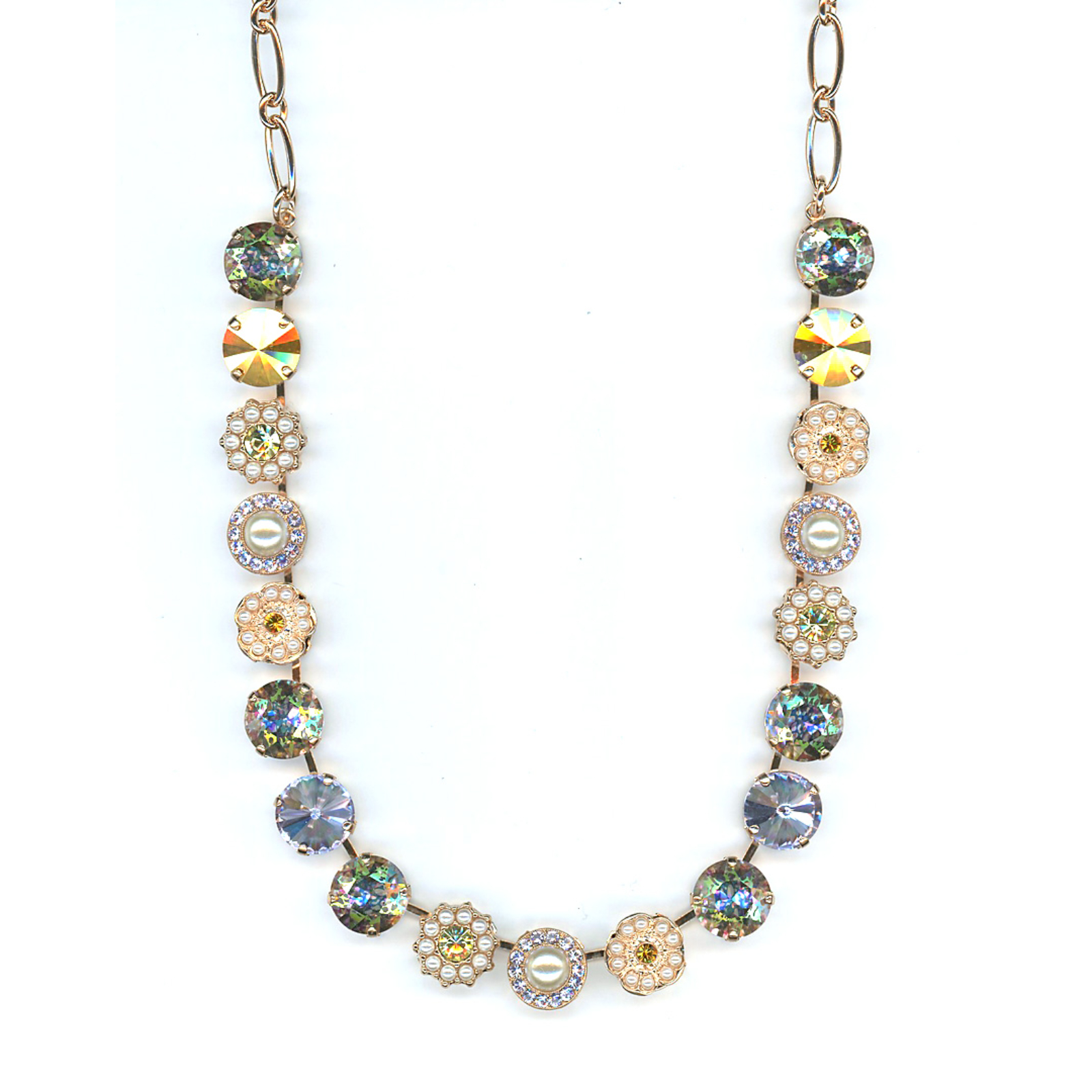 N-3084R-01PAT1-YG Necklace By Mariana Woman Refined Golden Shadow and Topaz Swarovski Crystals - Image 1