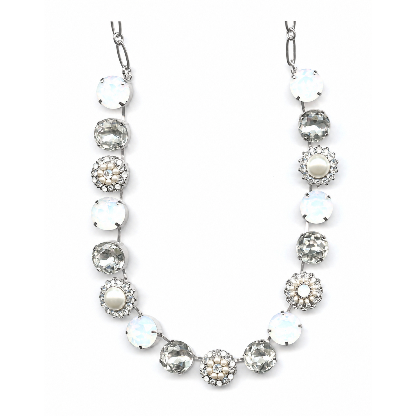 N-3195-2340-SP Necklace By Mariana Woman Stylish Cream Pearl, Rose and Opal Swarovski Crystals - Image 1