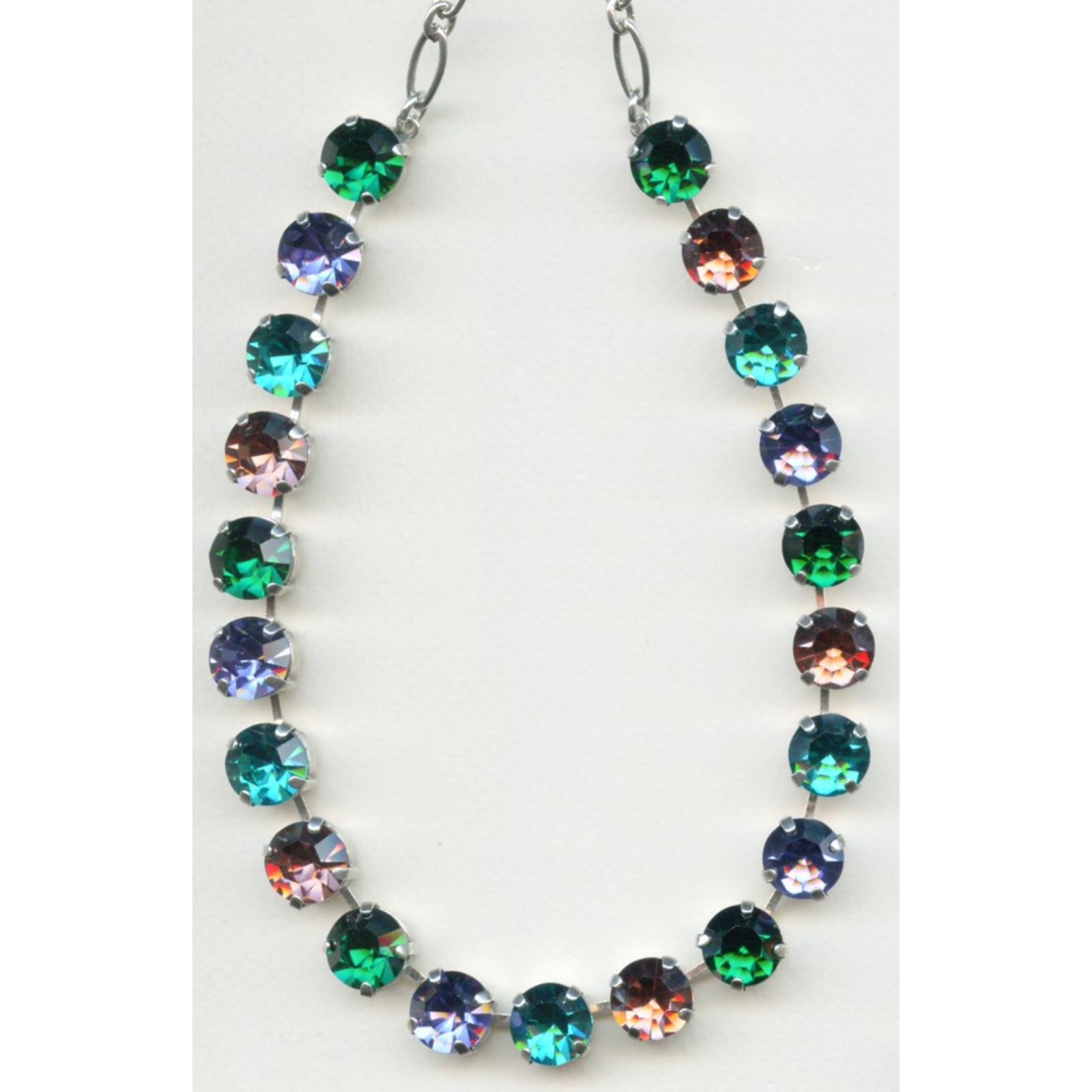 N-3474-1003-SP-2 Necklace By Mariana Woman Refined Tanzanite and Fern Green Swarovski Crystals - Image 1