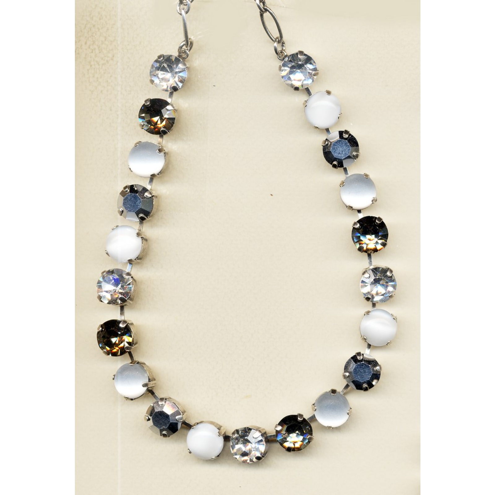 N-3474-1006-YG-2 Necklace By Mariana Woman Radiant White Opal and Clear Swarovski Crystals - Image 1
