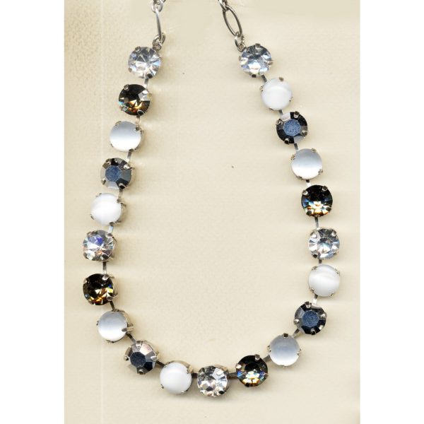 Necklace By Mariana Woman Radiant White Opal and Clear Swarovski Crystals