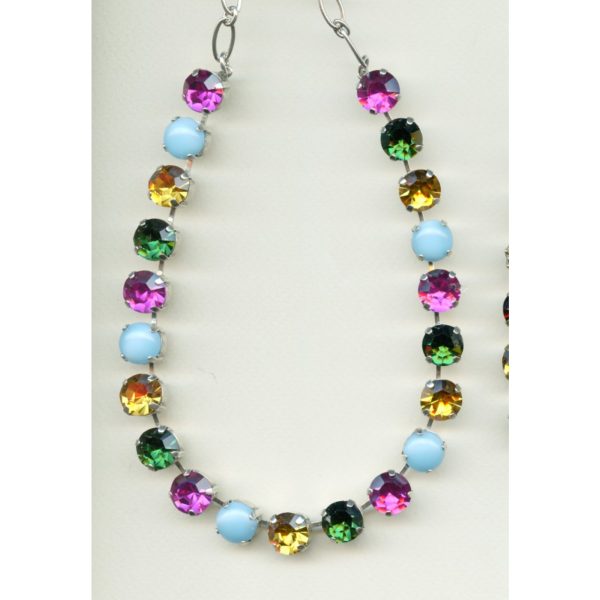 Necklace By Mariana Woman Striking Turquoise and Fuchsia Swarovski Crystals