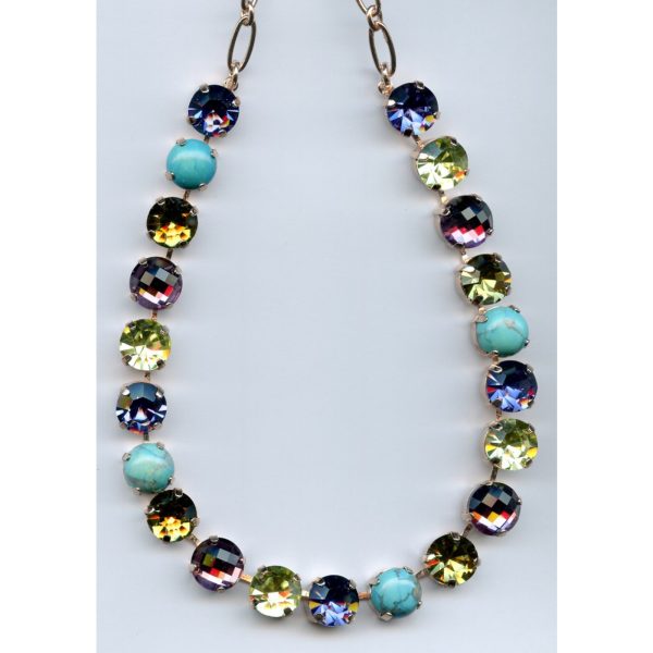 Necklace By Mariana Woman Delicate Purple Opal and Turq Swarovski Crystals