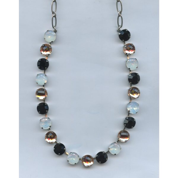 Necklace By Mariana Woman Dazzling White Opal and Jet Swarovski Crystals