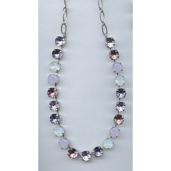 Necklace By Mariana Woman Distinctive White Opal and Violet Swarovski Crystals