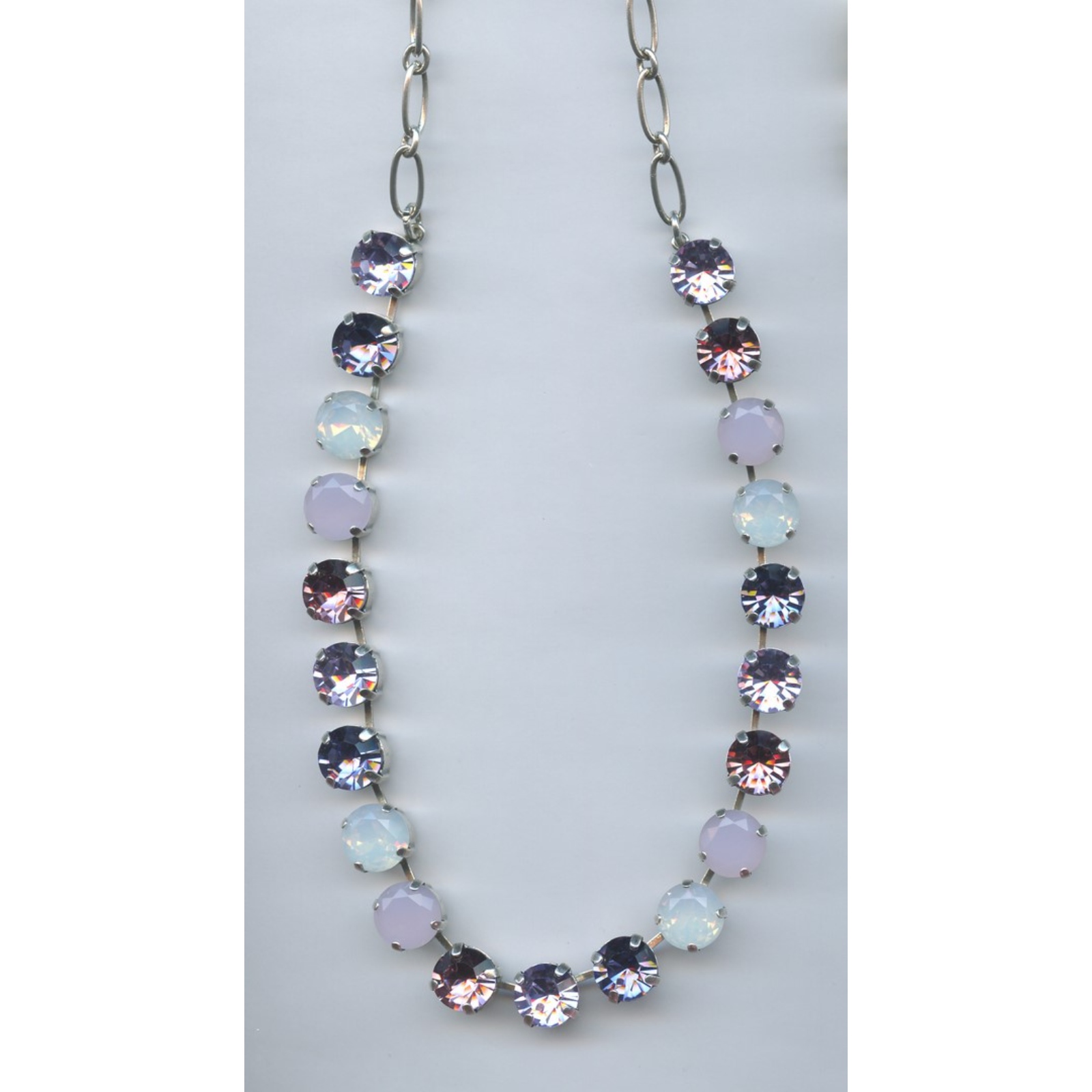 N-3474-1062-SP-2 Necklace By Mariana Woman Distinctive White Opal and Violet Swarovski Crystals - Image 1