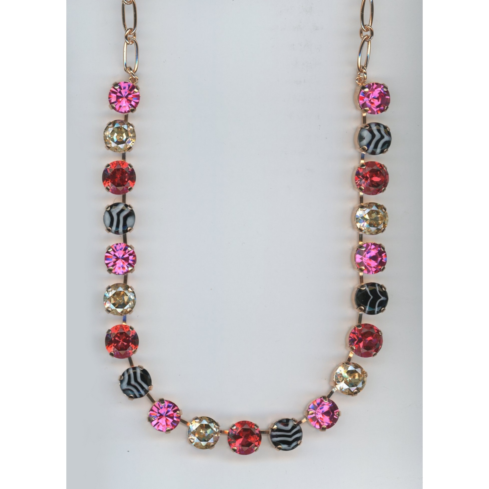 N-3474-11151-SP-2 Necklace By Mariana Woman Light Topaz and Black and White Swarovski Crystals - Image 1