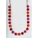 Necklace By Mariana Woman Delicate Fuchsia and Siam Swarovski Crystals