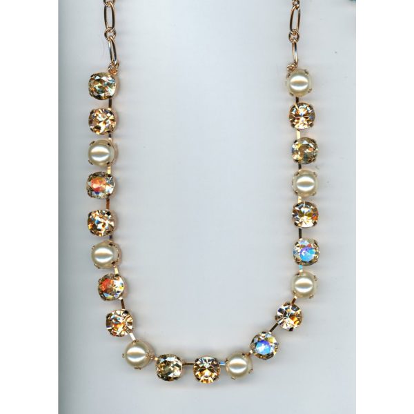 Necklace By Mariana Woman Chic Golden Shadow and Light Peach Swarovski Crystals