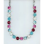 Necklace By Mariana Woman Elegant White Opal and Rose Swarovski Crystals