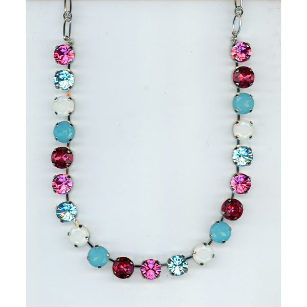 Necklace By Mariana Woman Elegant White Opal and Rose Swarovski Crystals