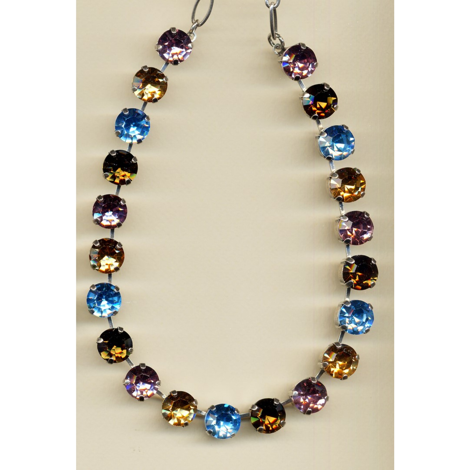 N-3474-1150-YG-2 Necklace By Mariana Woman Sophisticated Topaz and and Violet Swarovski Crystals - Image 1
