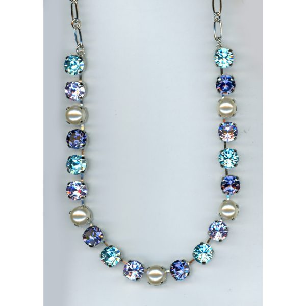 Necklace By Mariana Woman Captivating Pearl and Aquamarine Swarovski Crystals