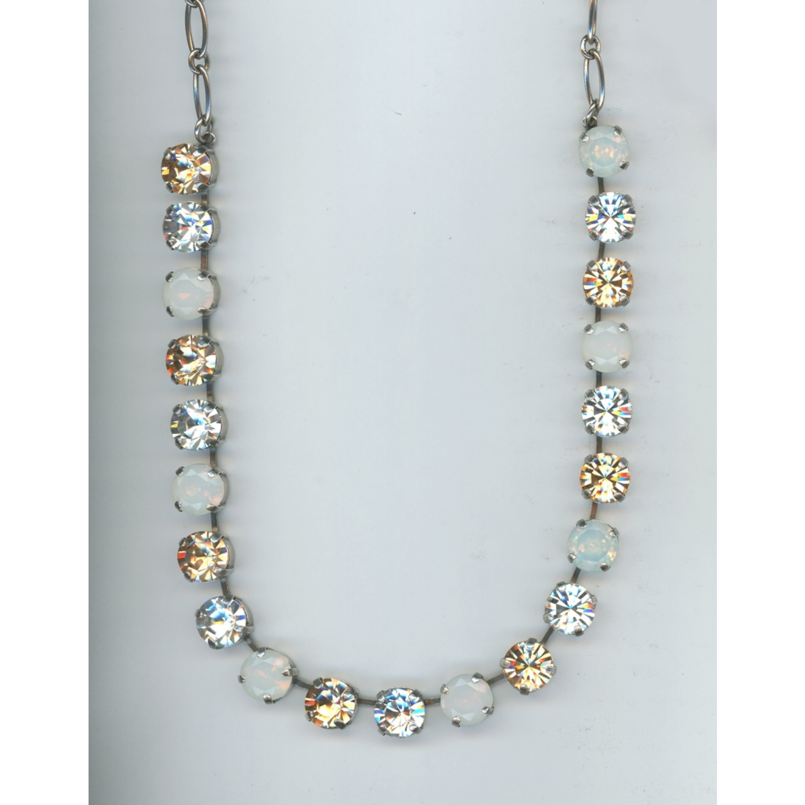 N-3474-1154-SP-2 Necklace By Mariana Woman Chic White Opal and Black Diamond Swarovski Crystals - Image 1