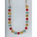 Necklace By Mariana Woman Modern Royal Blue and Yellow Swarovski Crystals