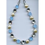 Necklace By Mariana Woman Blue Opal and Cream Pearl and Clear Swarovski Crystals - Image 2