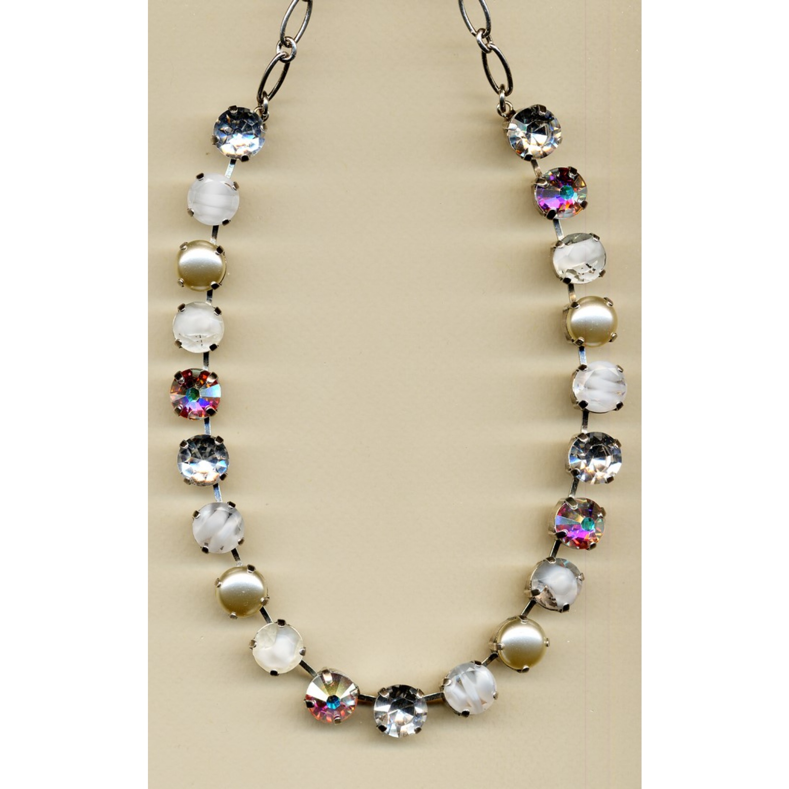 N-3474-1201-YG-2 Necklace By Mariana Woman Pacific Opal and Turquoise Blue Swarovski Crystals - Image 1