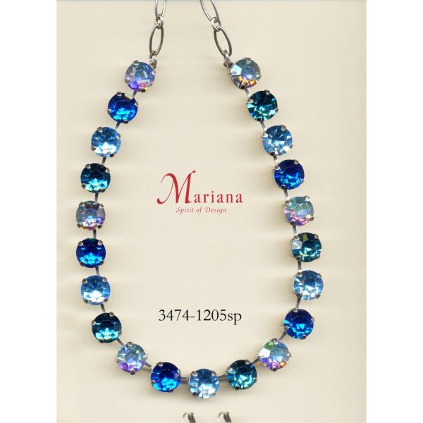 Necklace By Mariana Woman Chic Blue Quartz and Pacific Opal Swarovski Crystals
