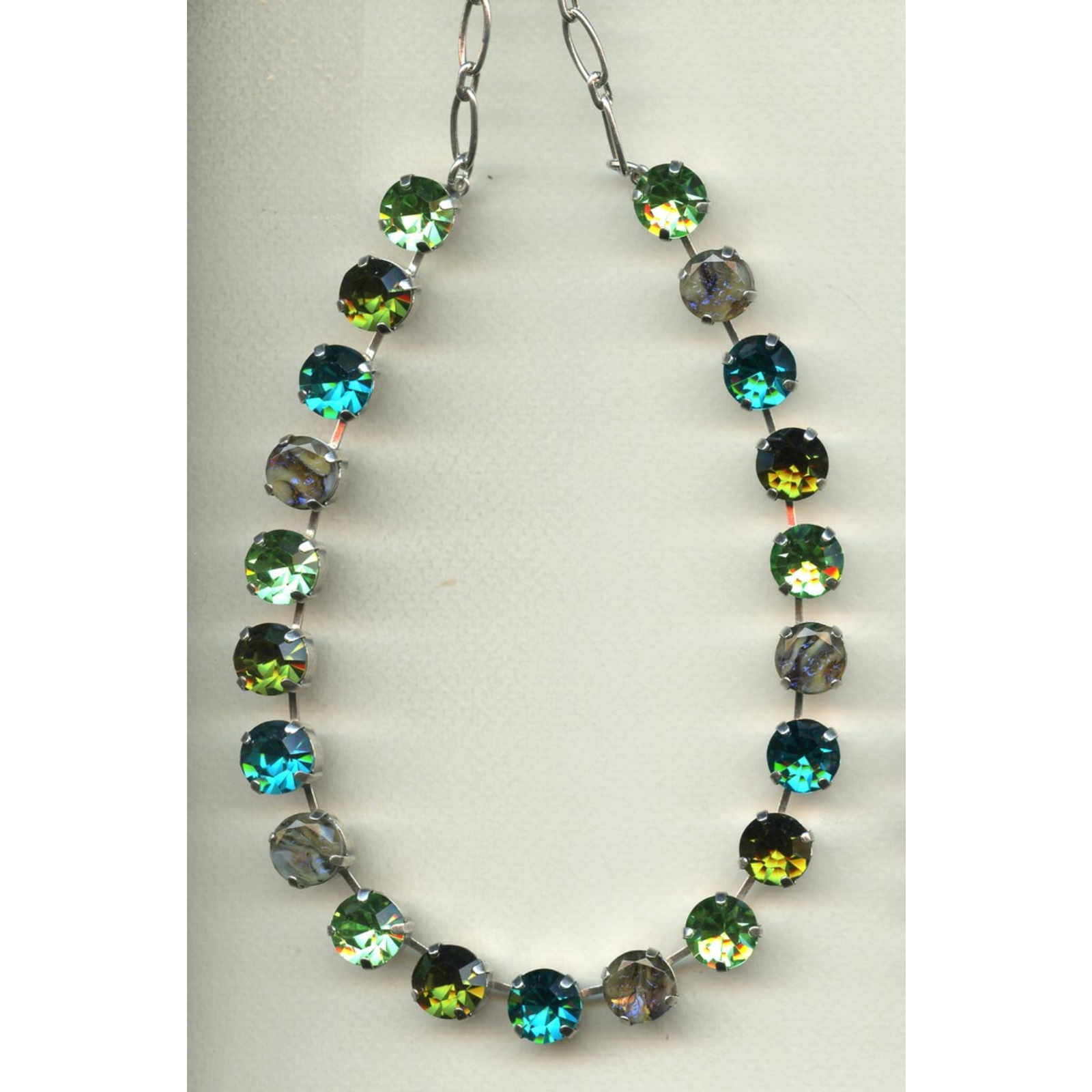 N-3474-1310-SP-2 Necklace By Mariana Woman Chic Pacific Opal and Grass Green Swarovski Crystals - Image 1