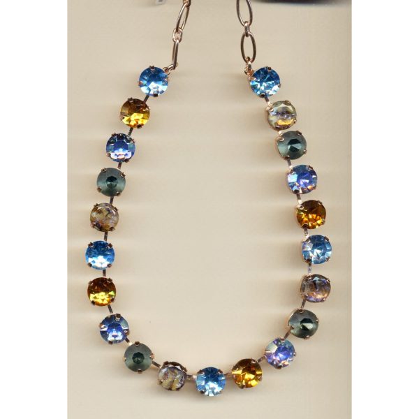 Necklace By Mariana Woman Gorgeous Ocean Blue and Amber and Swarovski Crystals