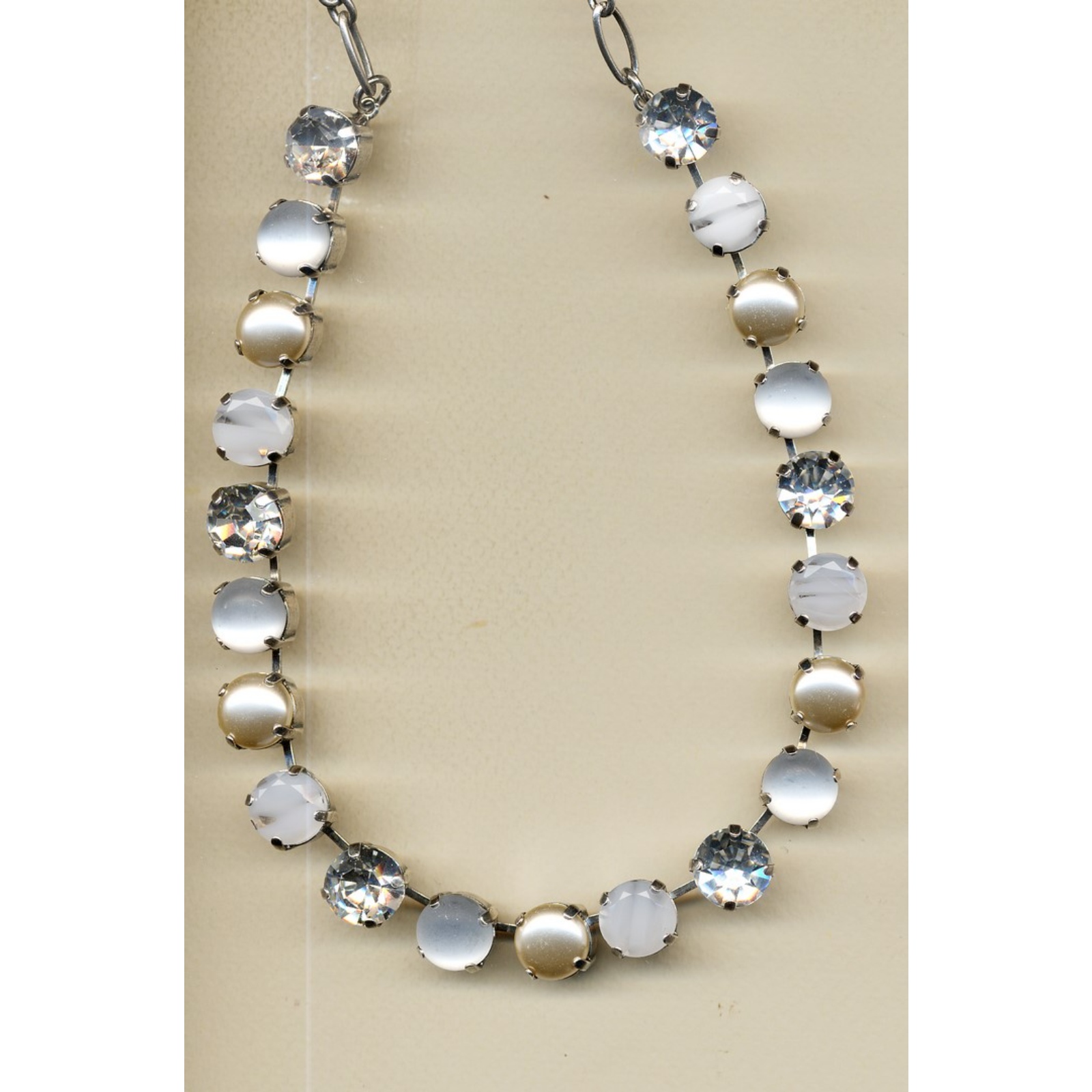 N-3474-1341-YG-2 Necklace By Mariana Woman Lovely Pearl and Clear Swarovski Crystals - Image 1