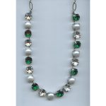 Necklace By Mariana Woman Cream Pearl and Emerald and Light Swarovski Crystals - Image 2