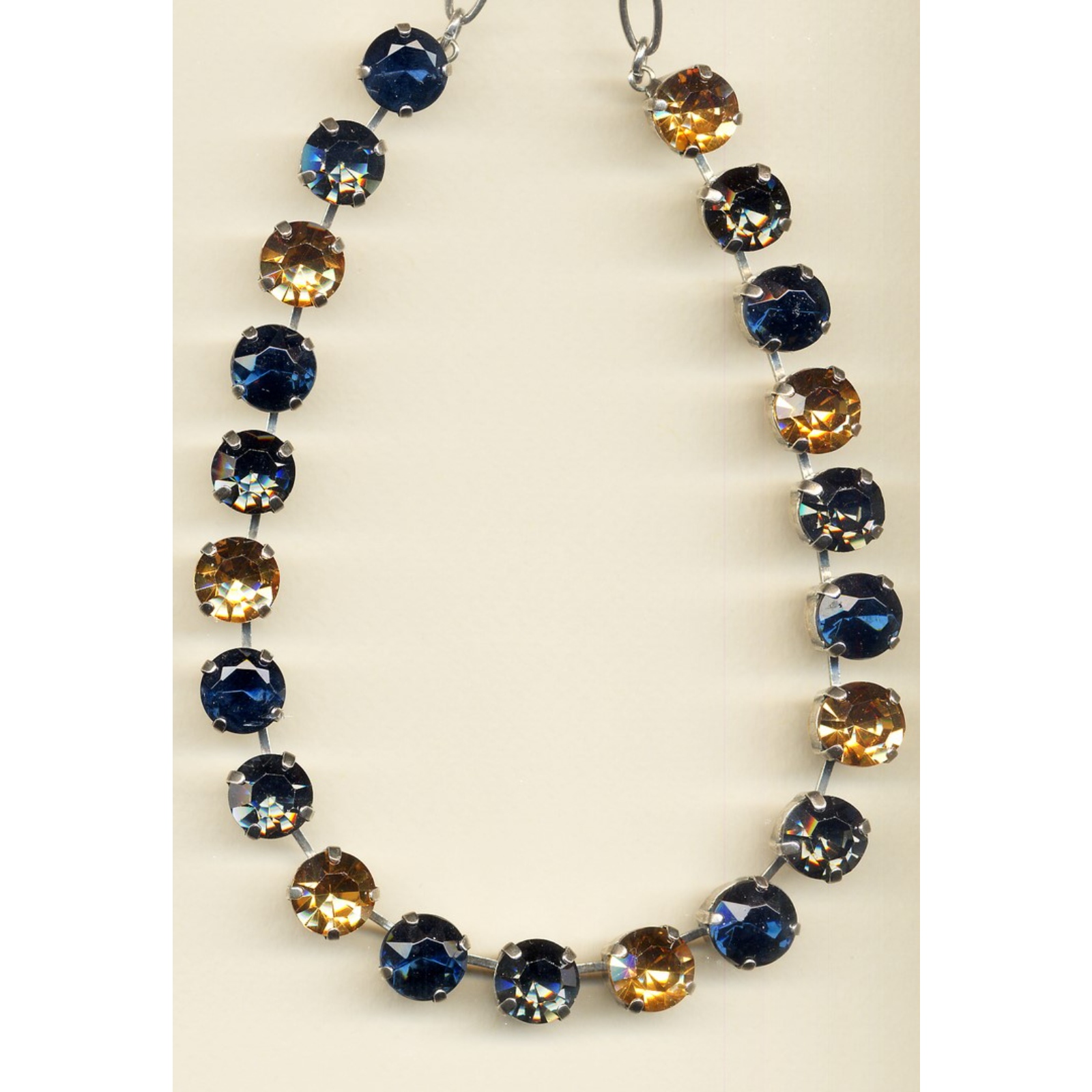 N-3474-2076-YG-2 Necklace By Mariana Woman Chic Denim Blue and Black Diamond Swarovski Crystals - Image 1