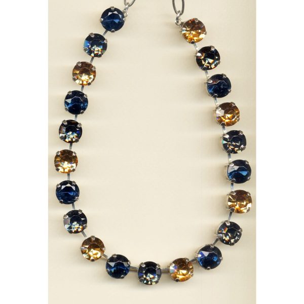 Necklace By Mariana Woman Chic Denim Blue and Black Diamond Swarovski Crystals