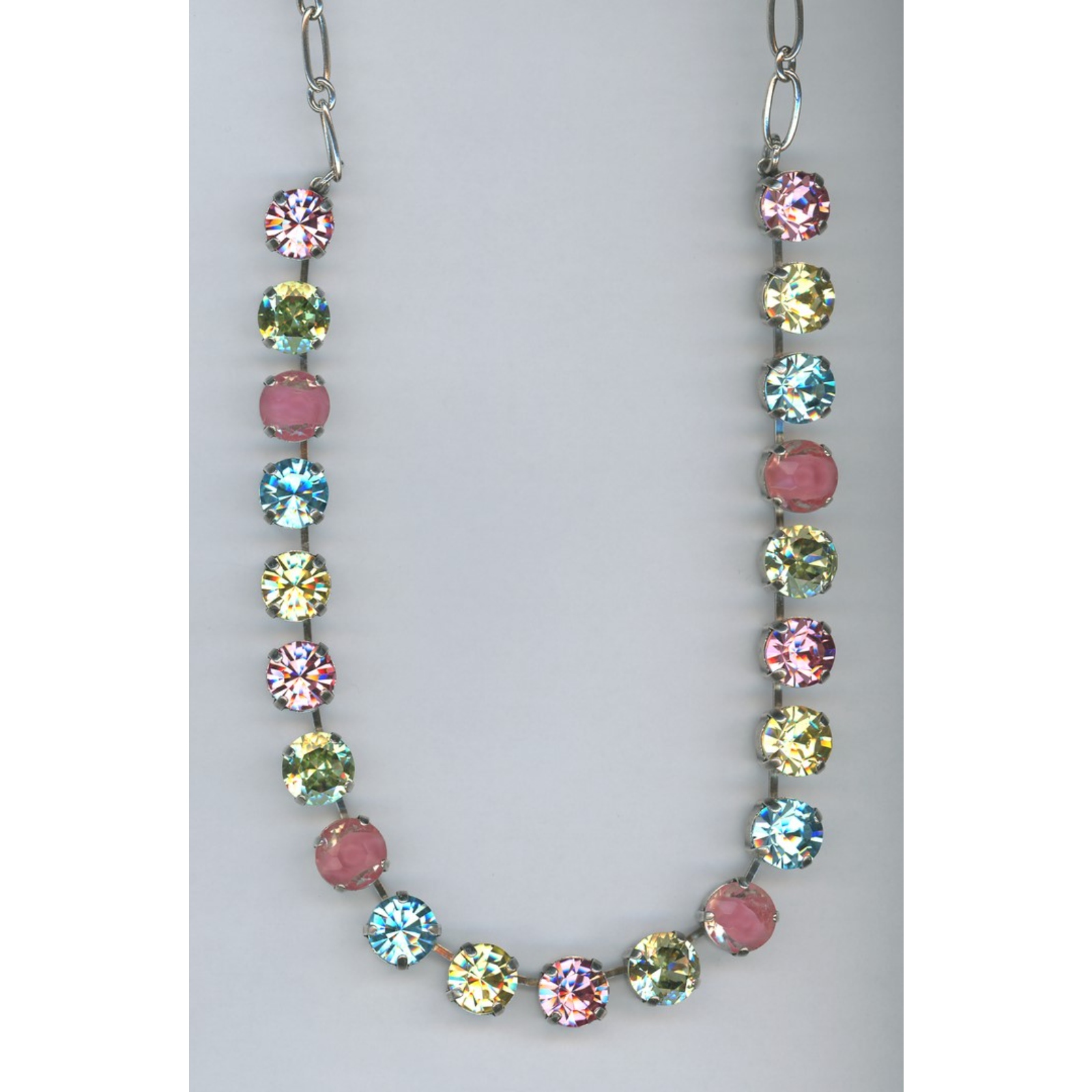 N-3474-2141-SP-2 Necklace By Mariana Woman Glamorous Aquamarine and Rose Swarovski Crystals - Image 1