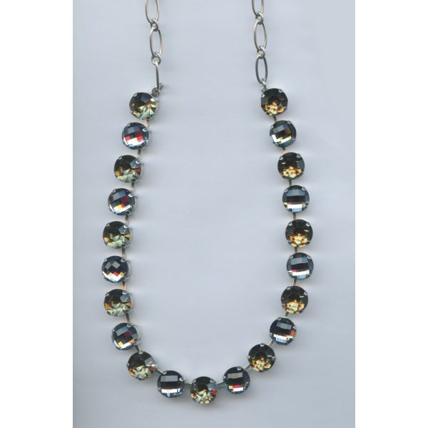 Necklace By Mariana Woman Vibrant Black Diamond and Greige Swarovski Crystals