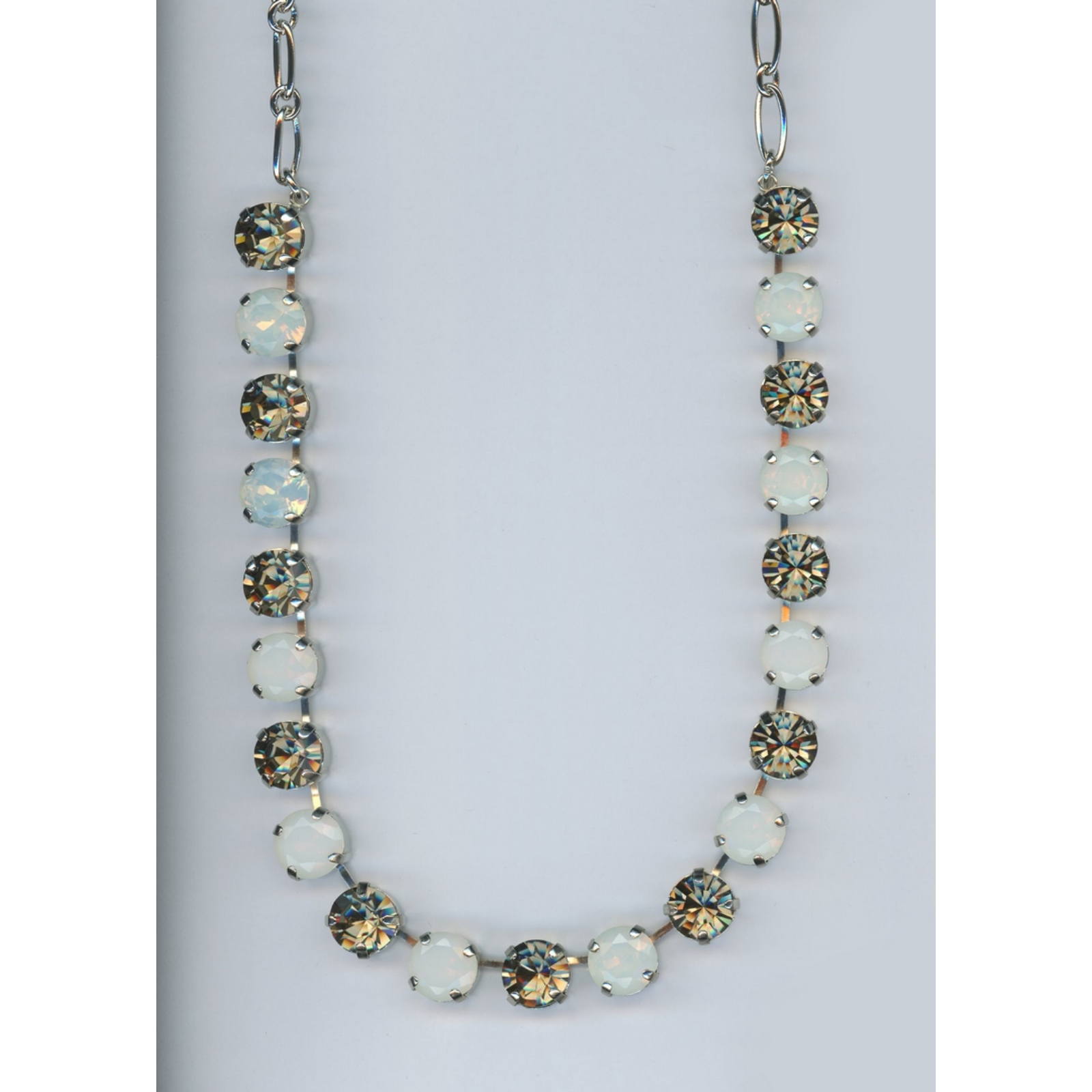 N-3474-215234-SP-2 Necklace By Mariana Woman Chic White Opal and Black Diamond Swarovski Crystals - Image 1