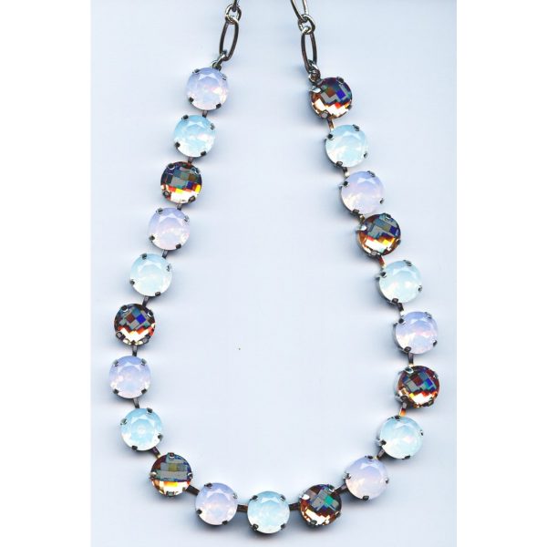 Necklace By Mariana Woman Pink Opal and Silk and Light Peach Swarovski Crystals