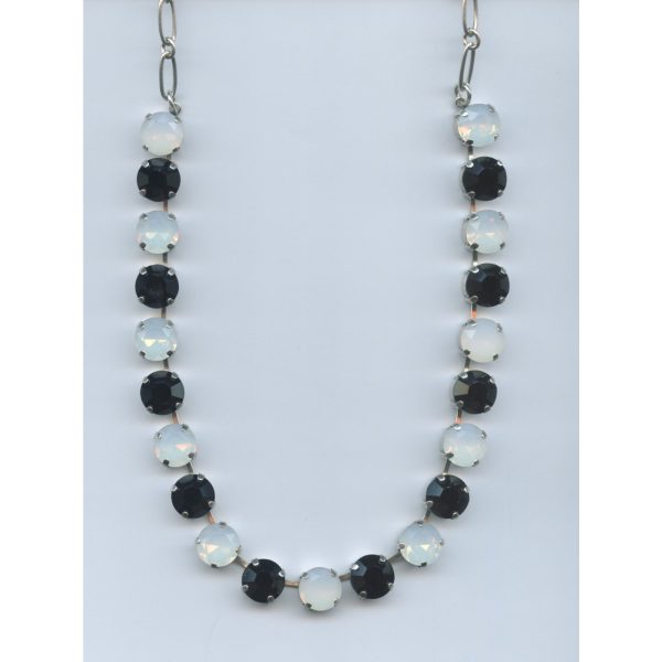 Necklace By Mariana Woman Eye-Catching White Opal and Jet Swarovski Crystals